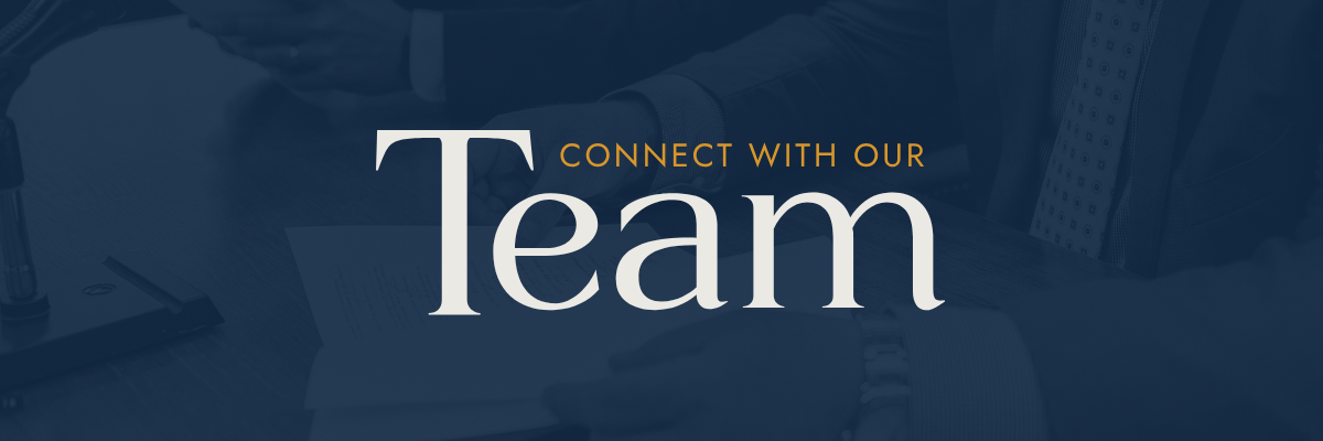 Connect with our team text over a court image with a dark blue overlay