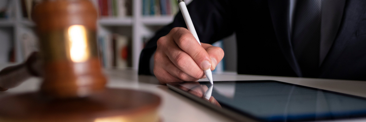 Lawyer preparing criminal defense case based on digital evidence